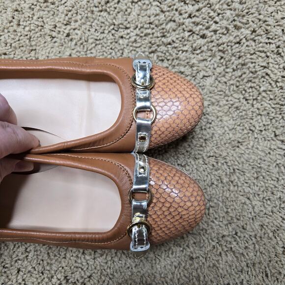 AGL Women’s Monika Cap Toe Leather Ballet Flat Tan Size 37 - Picture 2 of 8